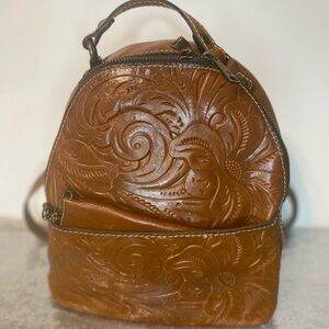 Patricia Nash Backpack/ Pouch attach. Leather/Brown 9" x 10" x 5.5"
